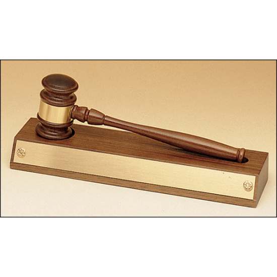 Removable gavel on an American walnut base.