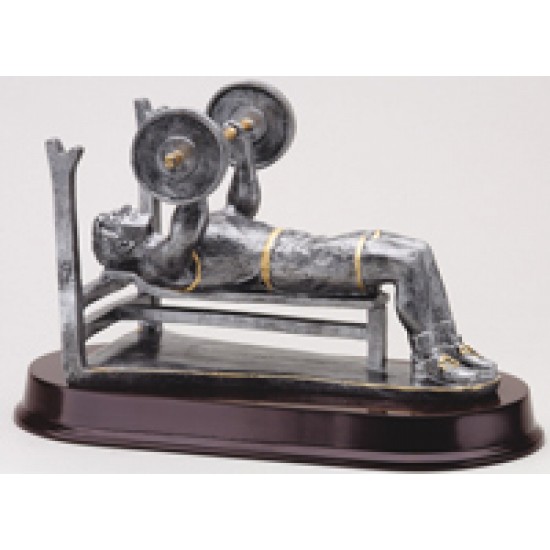 Resin Sculpture Male Weight Lifter Bench Trophy