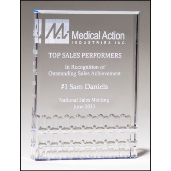 Classic Series freestanding clear acrylic award with blue highlights Classic Series freestanding clear acrylic award with blue highlights