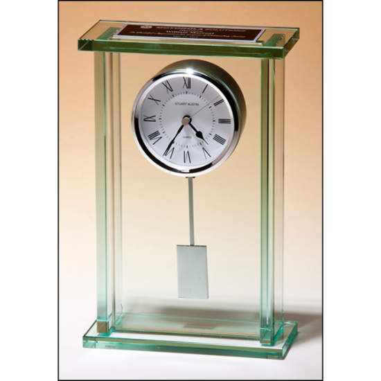 Large glass pendulum clock, three hand movement with white dial