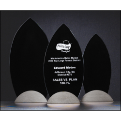 Flame Series Glass Award with gunmetal finish base