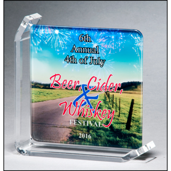 Sublimatable glass award with acrylic stand Sublimatable glass award with acrylic stand