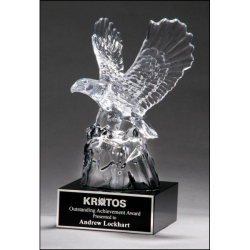 Beautiful carved crystal eagle on black crystal base