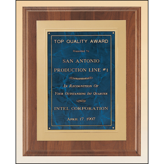 Solid American walnut plaque available in 3 marble finishes
