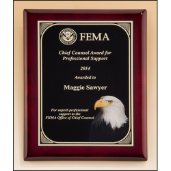Rosewood piano-finish plaque with high definition eagle head plate