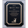 High gloss black stained plaque with gold florentine border plate