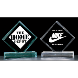 Diamond series 3/4" thick acrylic award on acrylic base available in jade or clear acrylic