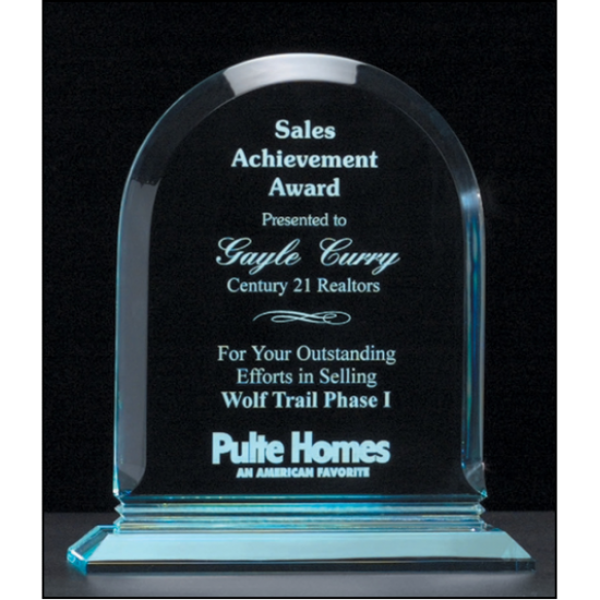 Arch Series 3/4" thick polished acrylic award on acrylic base