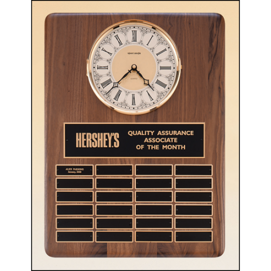 American walnut vertical wall clock with 24 plates.