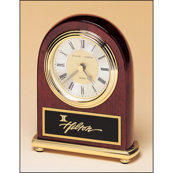 Rosewood stained piano finish Airflyte clock on a brass base