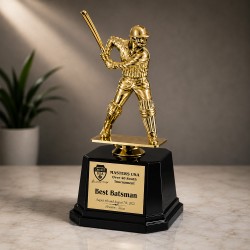 Cricket Batsman in an Action Pose Trophy