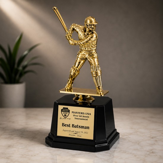 Cricket Batsman in an Action Pose Trophy