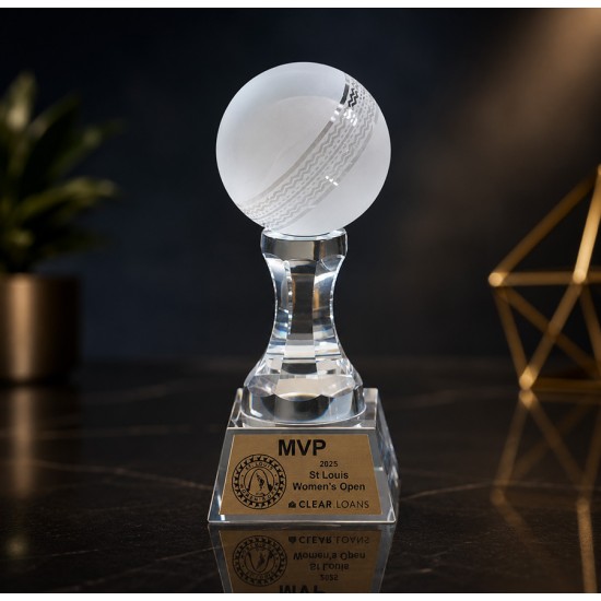 Optical Crystal Cricketball Trophy