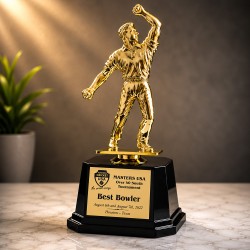 Cricket Bowler in an Action Pose Trophy
