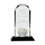 Crystal Golf Ball Arch On Black Pedestal