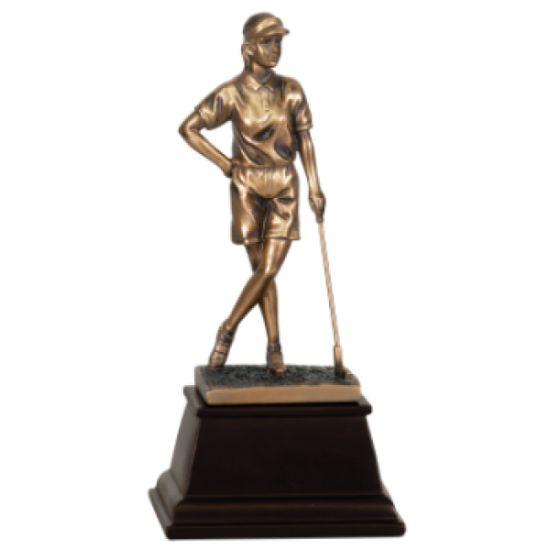 Female Golfer Bronze Golf Resin