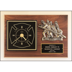 Firematic award with antique bronze finish casting and clock.