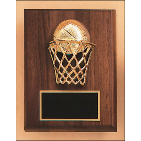 Basketball casting solid walnut plaque