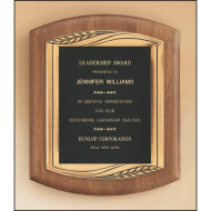 merican walnut plaque with furniture finish and an antique bronze finish frame casting.