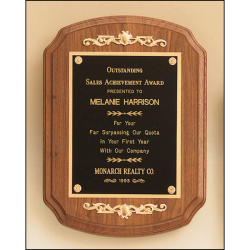 American walnut plaque with casting accents