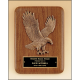 American walnut plaque with a sculptured relief eagle casting