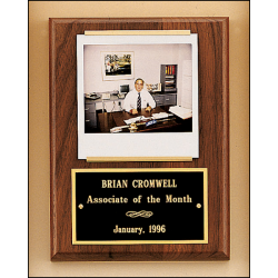 Solid American walnut Airflyte plaque with 1 plate and photograph holder