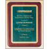 Rosewood stained piano finish plaque with gold florentine border and marble center