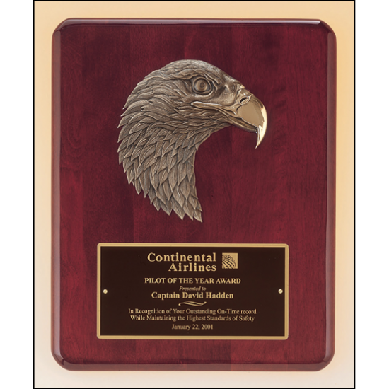 Rosewood stained piano finish Airflyte plaque with antique bronze finish finely detailed eagle casting