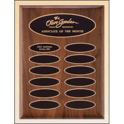Solid American walnut perpetual plaque with solid brass elliptical plate