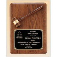 American walnut plaque with walnut gavel.